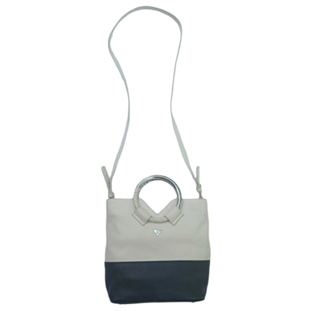 Sam Edelman Two Toned Pebbled Leather Crossbody Handbag Purse White & Blue